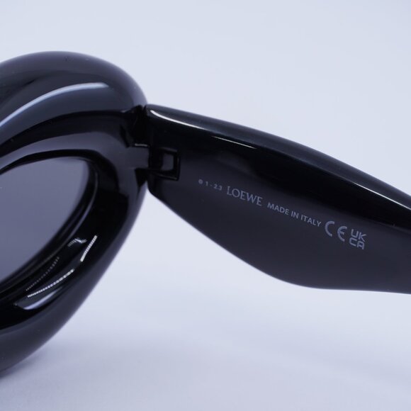 Loewe LW40097I 01A Sunglasses Black Cat Eye Frame, Smoke Lenses